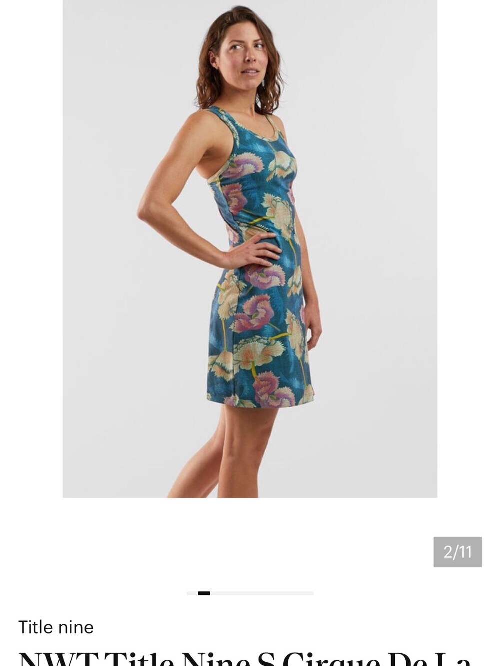 NWT Title Nine Blue Floral Tank Dress with Pink & Cream Flowers sz 2